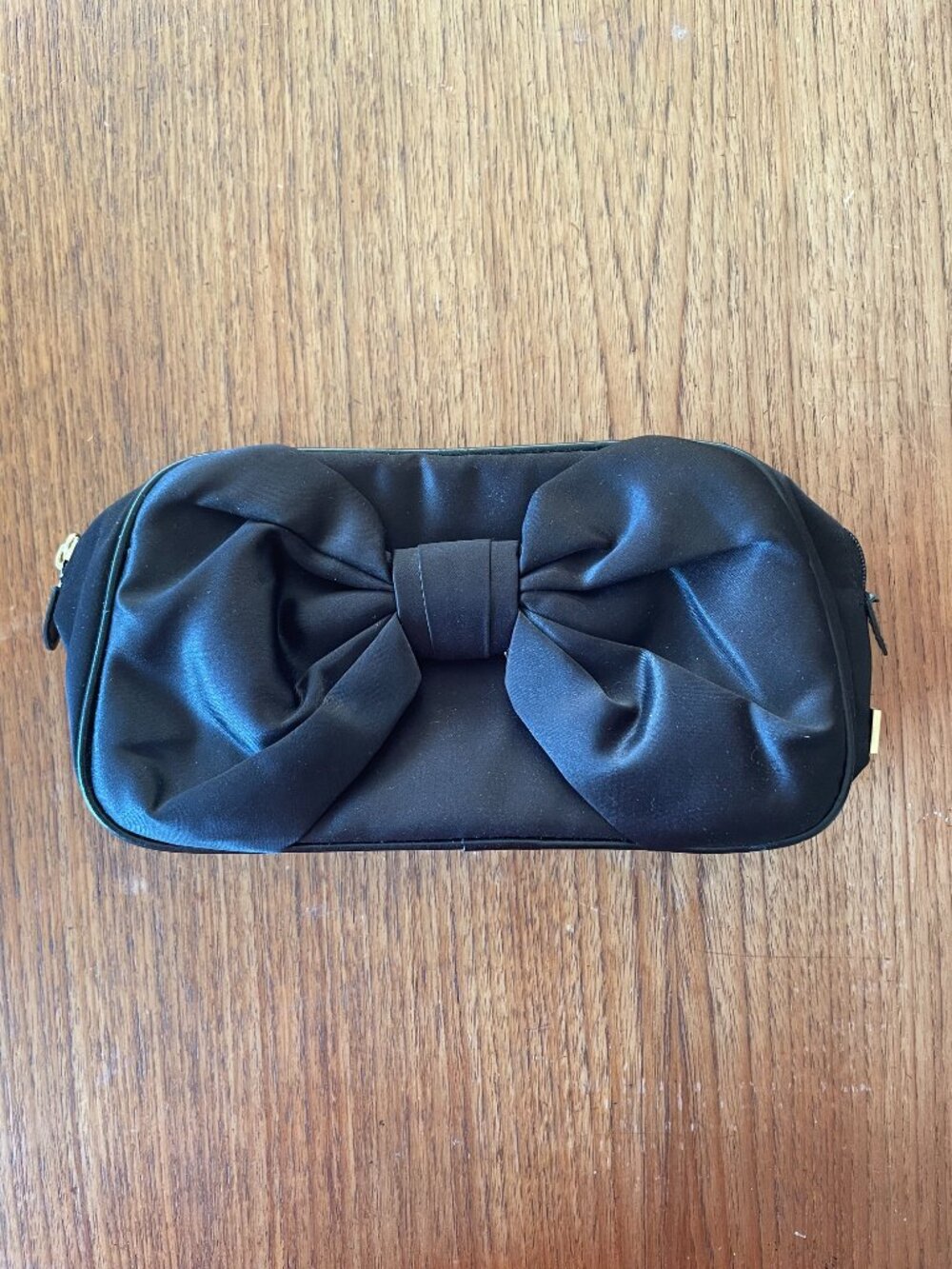 Dior Parfums Black Satin Bow Cosmetic Bag